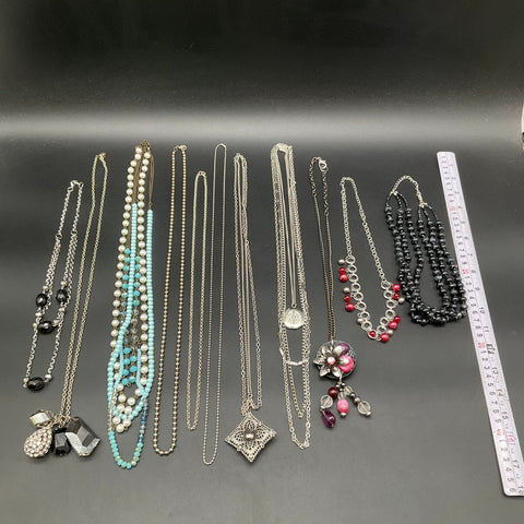 Vintage to Modern Costume Jewelry Lot 1.2 Lbs 11 Necklaces Faux Pearl Beaded
