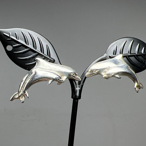 Sterling Silver Dolphin Mother & Baby Earrings 7.06g