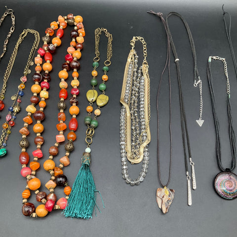 Vintage to Modern Mixed Costume Jewelry Lot 1lb 13 Necklaces Guess Beaded