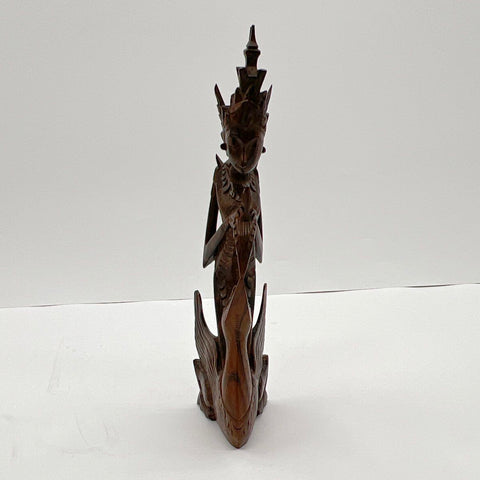 Vintage Balinese Hand Carved Wood Goddess Sculpture 12" Indonesian Figurine