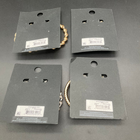Steve Madden NYC Gold Silver Tone Hoop Earrings Lot 4 Pairs Twisted Textured