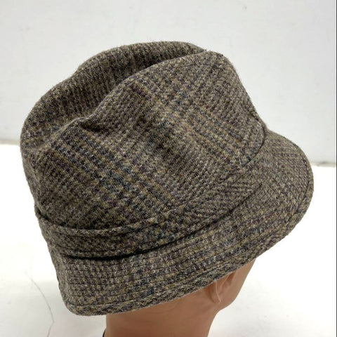 Vintage Churchill Ltd Men's Brown Tweed Plaid Fedora Trilby Hat Size 7 3/8