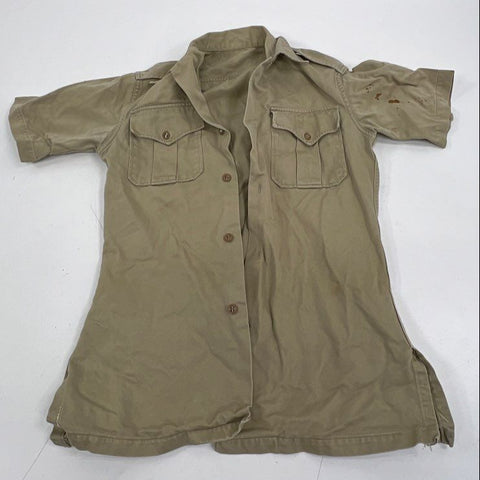 Vintage Military Issue Khaki Cotton Twill Utility Shirt Lot of 2 Men's S