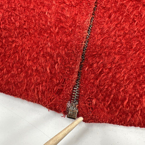 Vintage Oscar de la Renta Rust Wool Alpaca Zip Sweater Jacket Women's XL