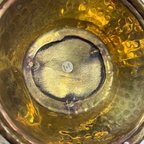 Vintage Hammered Brass Scuttle Basket Planter Bucket 12.5" H Made in India