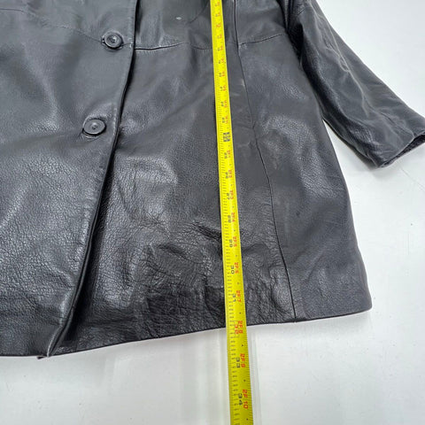 Vintage Y2K Kathy Ireland Black Genuine Leather Quilted Jacket Womens L