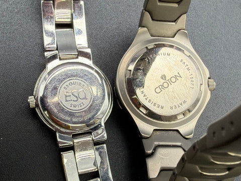 ESQ Swiss & Croton Titanium Men's Watch Lot of 3 Stainless Steel Silver Tone