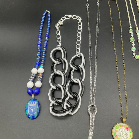 Mixed Fashion Jewelry Lot of 11 Necklaces Doctor Who KC Royals Beaded Ribbon