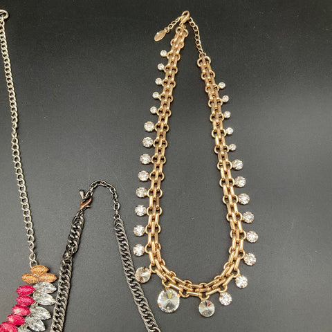 Ann Taylor & Statement Fashion Necklace Lot of 6 Bib Rhinestone Faux Pearl