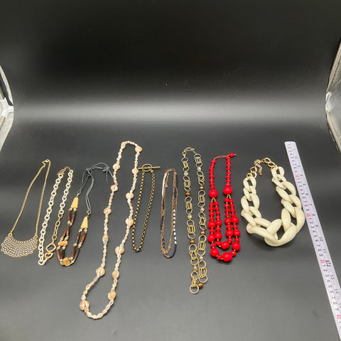 Costume Jewelry Lot of 9 Necklaces Vintage & Modern Shell Beaded Statement