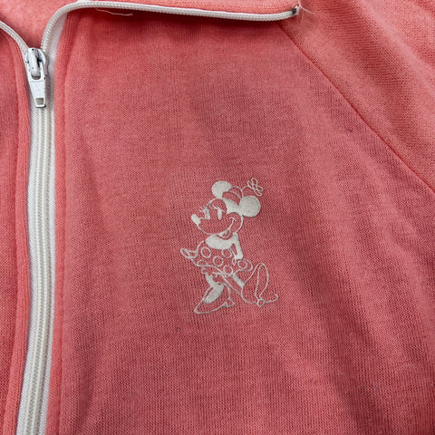 Vintage 80s Disney Casuals Minnie Mouse Zip Up Sweatshirt Made USA Sz L