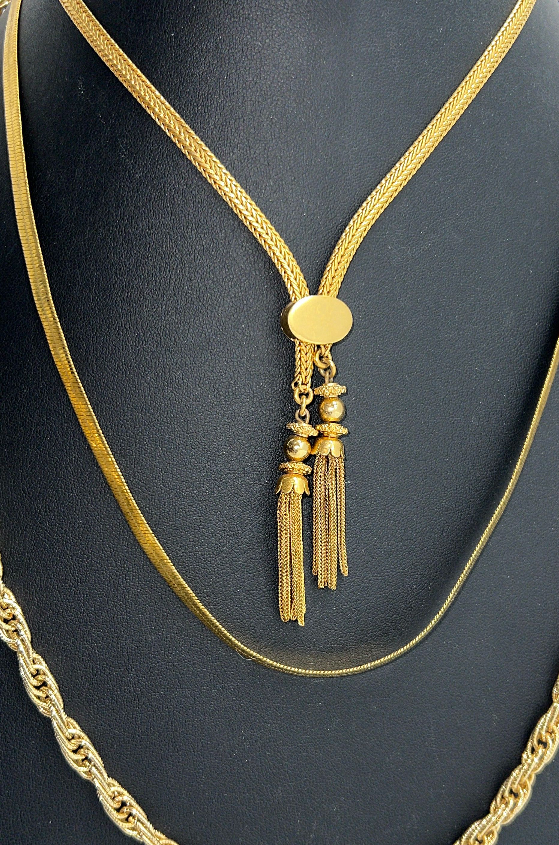 Lot Of Costume Gold Tone Statement Piece Chains Jewelry Necklaces