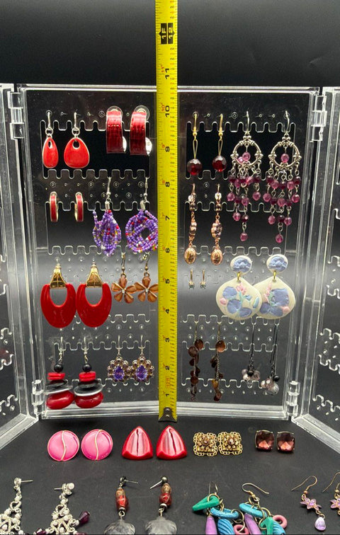 Vintage to Modern Costume Jewelry Earrings Lot 1.5 Lbs Dangles Studs with Stand