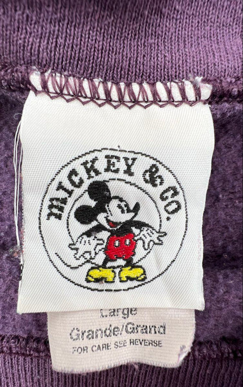 Vintage 90s Mickey & Co Disney Mickey Mouse Embroidered Purple Sweatshirt Sz L