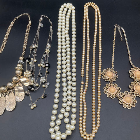 Chico's White House Black Market Faux Pearl Statement Necklace Jewelry Lot of 7