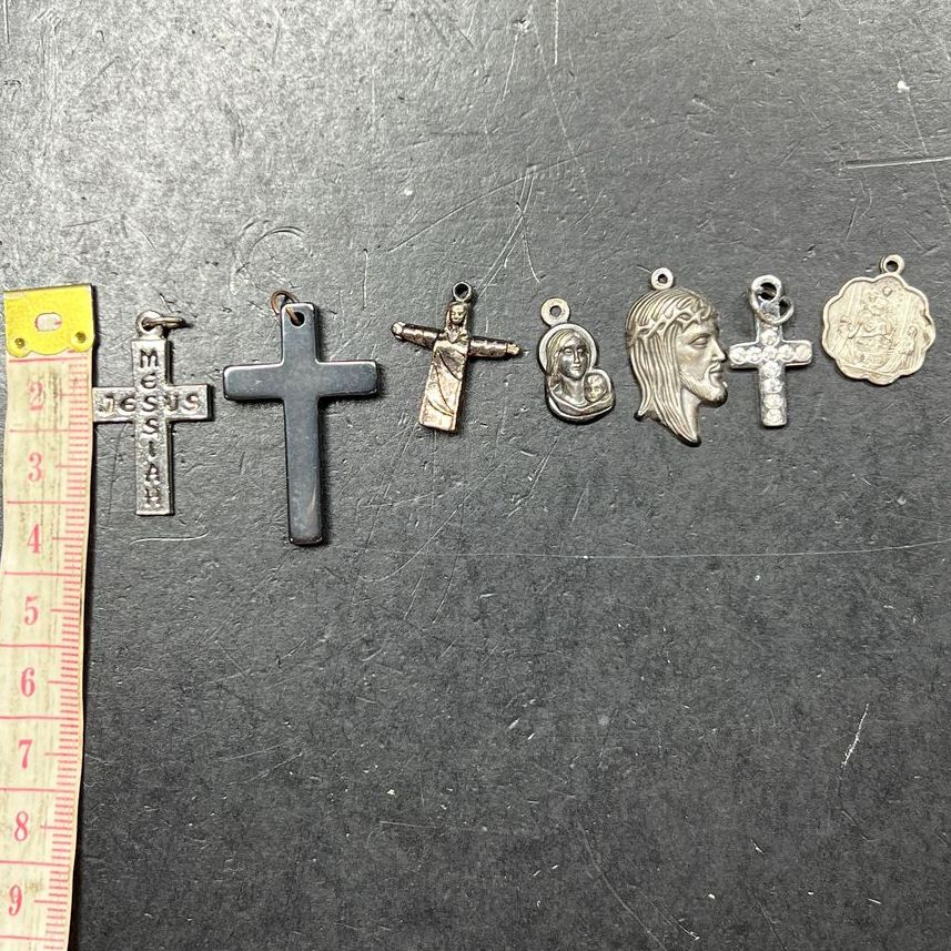 Lot of Religious Charms Small Pendants Cross Saints