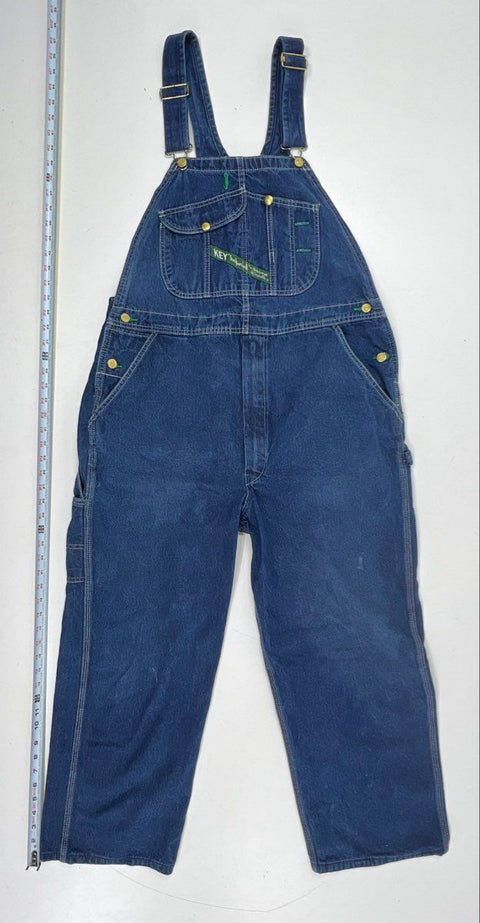 Vintage 80s Key Imperial 704KY Denim Bib Overalls Workwear USA Sz 36