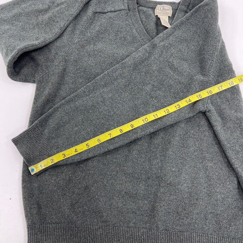 L.L. Bean Men's Gray V-Neck 100% Lambswool Knit Sweater Sz XL