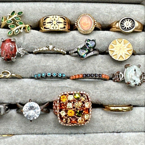 Modern Fashion Costume Jewelry Lot 41 Rings Statement Stackable Enamel Mix