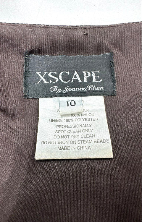 Xscape by Joanna Chen Women's Black Beaded Mesh Gown Dress Vintage Y2K Sz 10