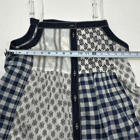 Pilcro Women's Blue Patchwork Floral Gingham Peplum Camisole Top NWT Sz S