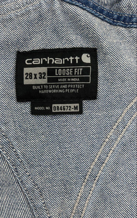 Carhartt Loose Fit Cutoff Denim Overalls Shortalls 104672 DST Sz 28x32