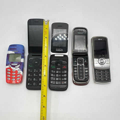 Vintage Nokia LG Alcatel Cellphone Lot 5 Pieces Flip Slider Untested As Is