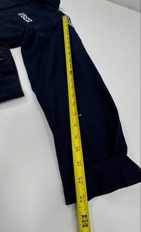 US Coast Guard Mens Coveralls Jumpsuit Navy Blue Utility Work USCG Patches Sz L