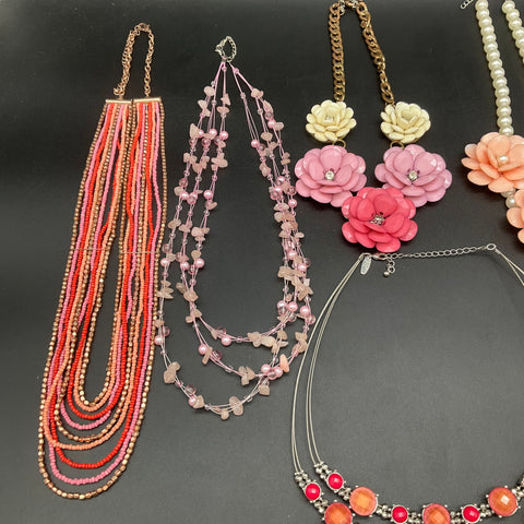 Costume Jewelry Lot 10 Necklaces Vintage to Modern Statement Beaded Floral