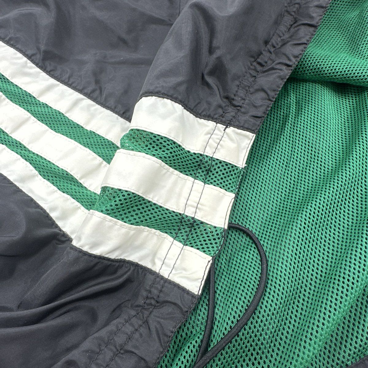 Vintage 90s Adidas 1/4 Zip Windbreaker Jacket Black Green Mesh