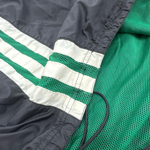 Vintage 90s Adidas 1/4 Zip Windbreaker Jacket Black Green Mesh Lined Sz XL