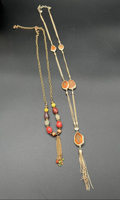 Chico's Mixed Lot 9pc Statement Beaded Tassel Necklace & Earring Set