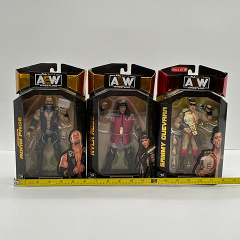AEW Unrivaled Figure Lot Hangman Adam Page Nyla Rose Sammy Guevara 3 New In Box