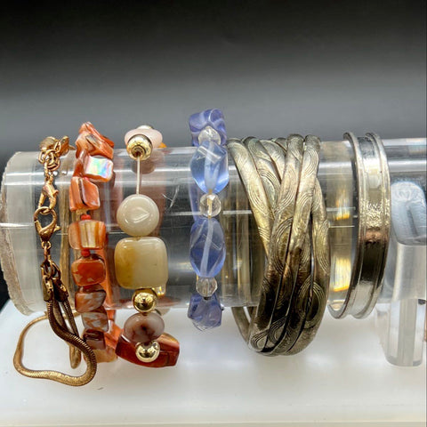 Eclectic Beaded and Bangle Jewelry Lot of 15 Hamsa Charm Snake Chain Bracelets