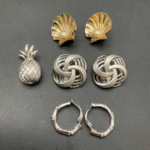 Vintage Crown Trifari Costume Jewelry Lot Necklaces Clip-On Earrings Brooch 10pc