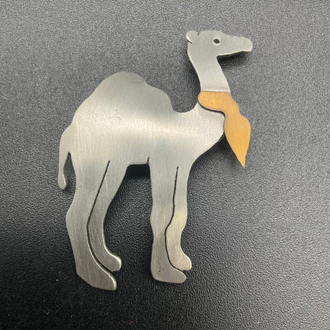 Vintage Modernist Silver Tone Metal Camel Brooch Pin Lot of 2