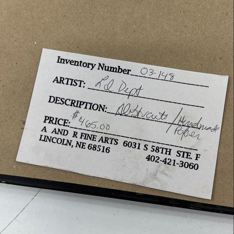 Lil Dept Signed Abstract Print 100/100 Handmade Paper Mixed Media Framed 28x26