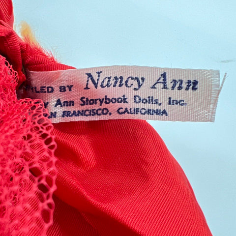 Nancy Ann Storybook Dolls Lot of 2 Vintage Red Dress Hard Plastic 7-8 Inch