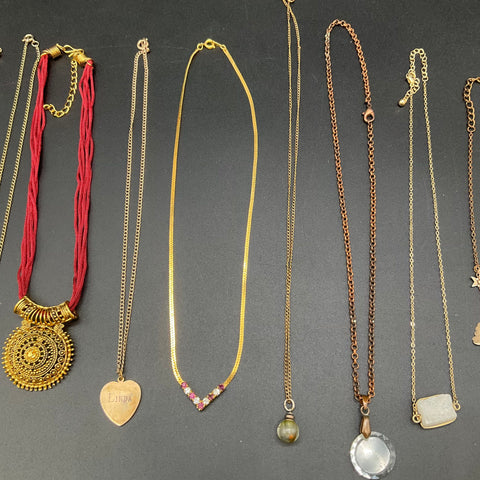 Gold Tone Fashion Necklace Lot of 10 Butterfly Heart Filigree Pendants