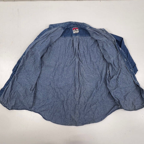 Vintage 90s Marlboro Country Store Denim Button Up Shirt Made USA Sz XL