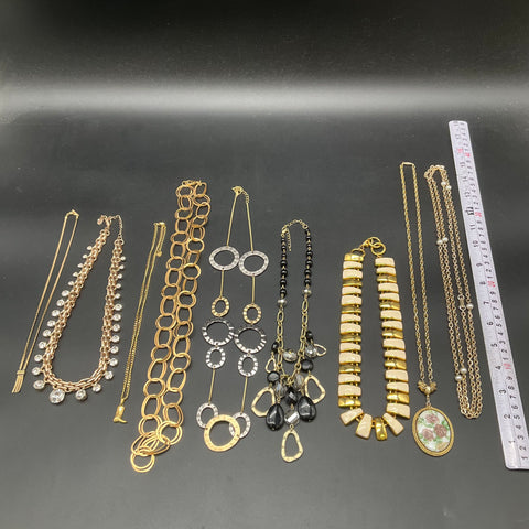 Vintage & Modern Fashion Jewelry Lot 9 Necklaces Floral Boot Rhinestones