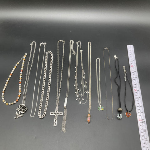 Ed Hardy Brighton Vintage Modern Jewelry Lot of 12 Necklaces Rose Cross Heart