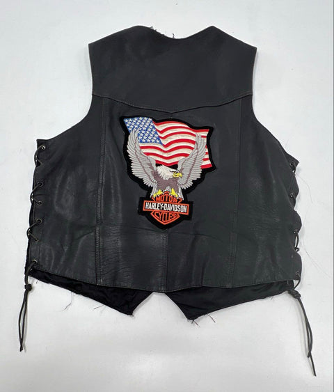 Vintage Y2K Hot Leathers Men's Black Patched Biker Vest Sz XL