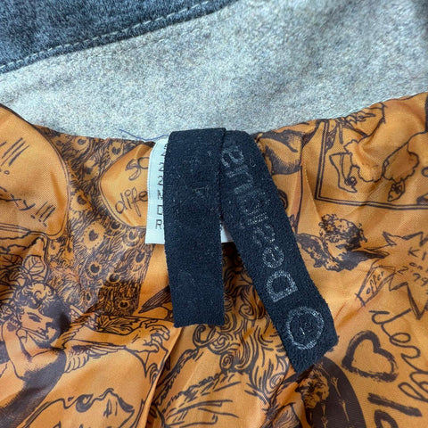 Desigual Women's Tan Gray Wool Blend Art to Wear Blazer Jacket Size 12