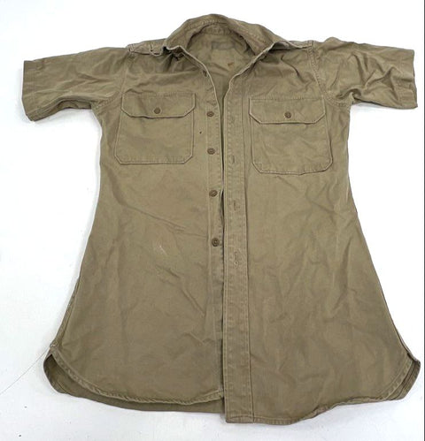 Vintage Military Issue Khaki Cotton Twill Utility Shirt Lot of 2 Men's S