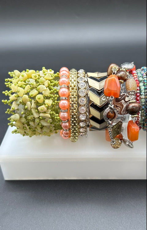 Vintage & Modern Costume Jewelry Lot of 25 Bracelets Bangles Cuffs Beaded