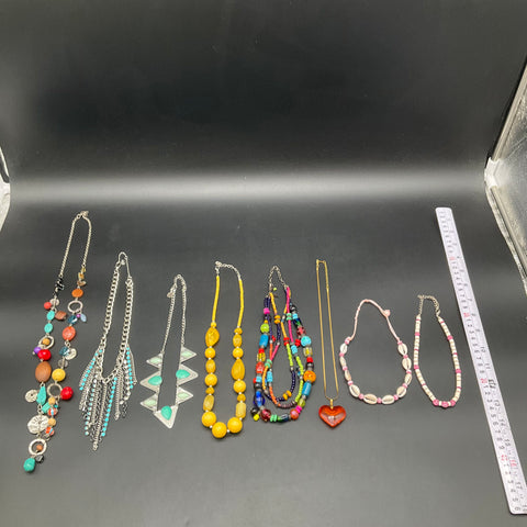 Mixed Fashion Necklace Jewelry Lot 8pc Beaded Shell Statement Boho Styles