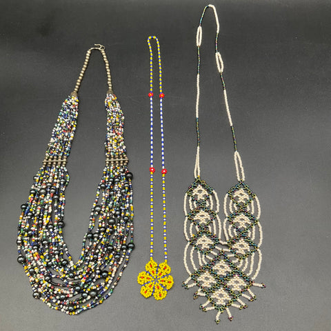 Handcrafted Seed Bead Jewelry Lot 5 Pieces Necklaces Bracelet Ring Floral Boho