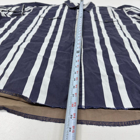 Wrangler Men's Western Shirt Blue White Striped Pearl Snap Long Sleeve Sz 3X