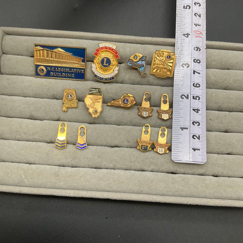 Lions Club International Lapel Pin Lot Vintage 100% Attendance 13 Pcs 1970s